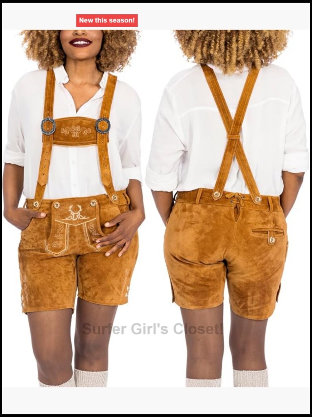 Genuine Suede Leather Lederhosen Shorts Oktoberfest Costume Women